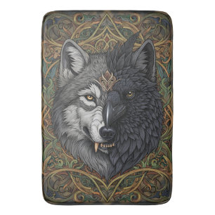 Tapis De Bain Loup de Corbeau de la nature sauvage