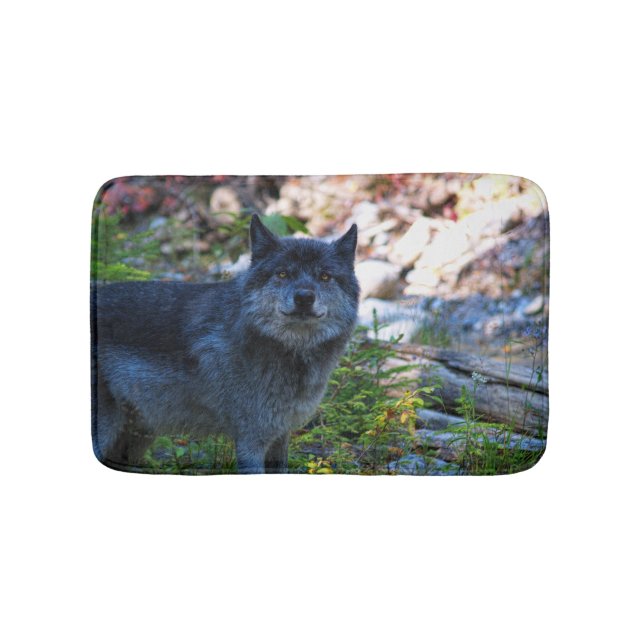 Tapis De Bain Loup gris mou et forêt sauvage (Devant)