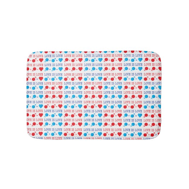 Tapis De Bain LOVE est une citation LOVE en rouge et bleu (Devant)