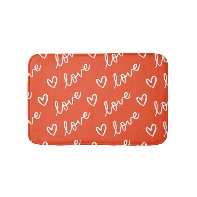 Tapis De Bain Love lettering & coeurs dessin en arrière - plan r (Devant)