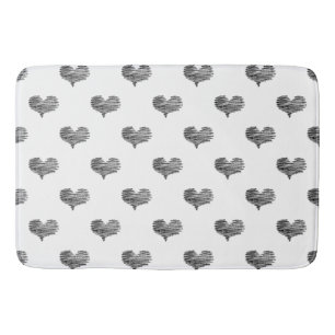 Tapis De Bain Love Valentine's Day Black Heart croquis