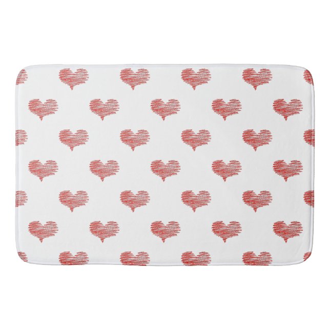 Tapis De Bain Love Valentine's Day Red Heart croquis (Devant)