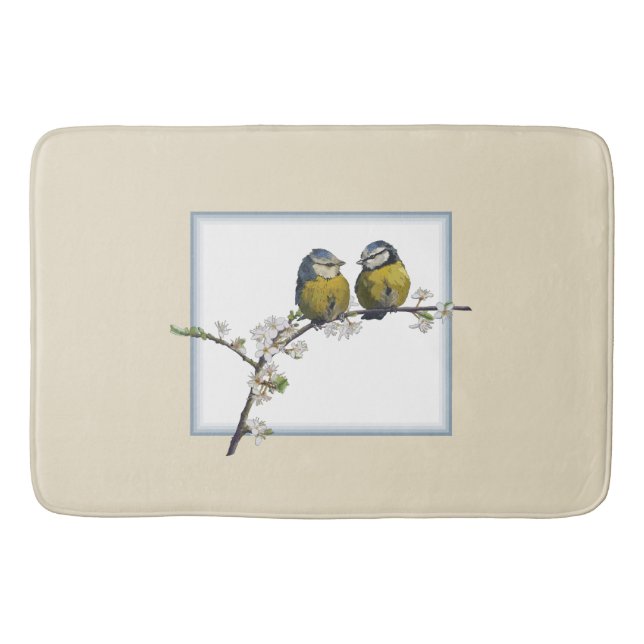 Tapis De Bain Lovebirds sur une branche de fleurs de cerisier ca (Devant)