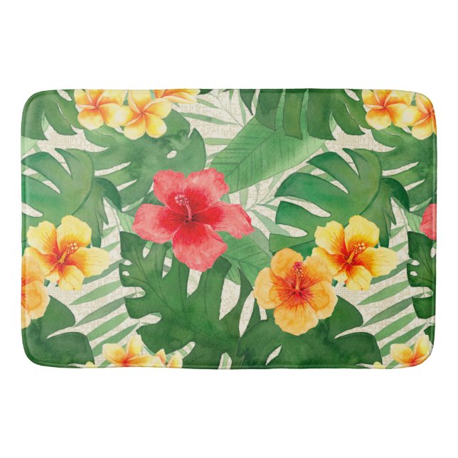Tapis De Bain Luana Aquarelle Tropique Vive Floral Mat (Devant)