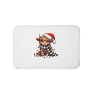 Tapis De Bain Lumières de Noël Highland Cow Baby Noël Light