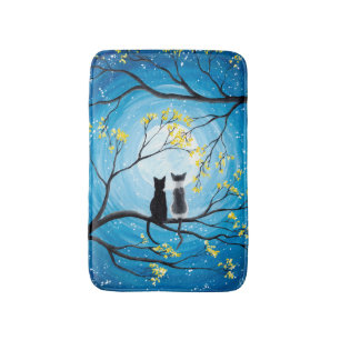 Tapis De Bain Lune lunaire avec chats