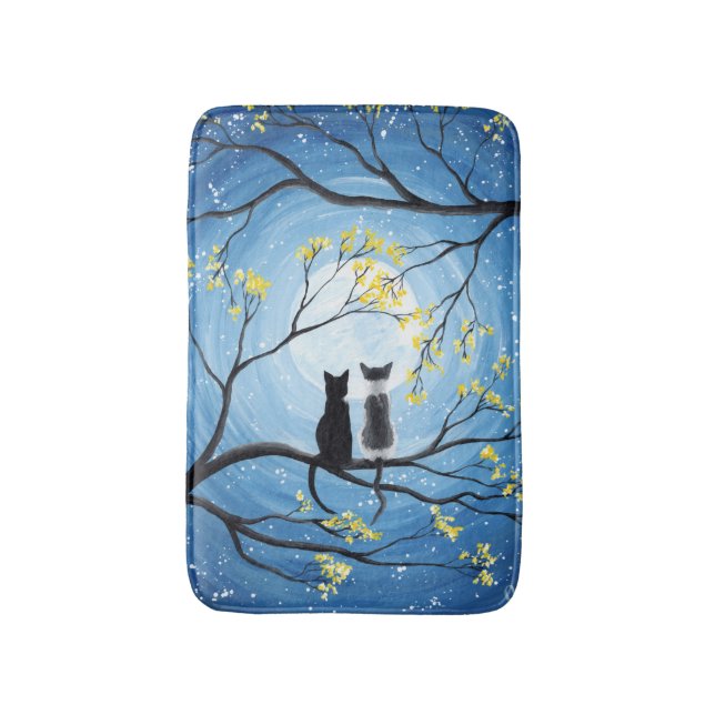 Tapis De Bain Lune lunaire avec chats (Devant (Vertical))
