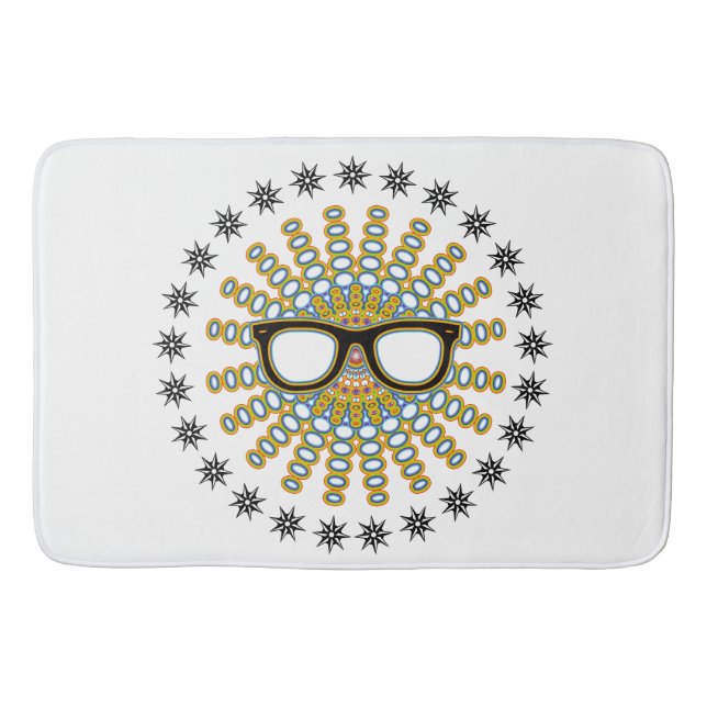 Tapis De Bain Lunettes Nerd ensoleillées + votre backgr. & idées (Devant)
