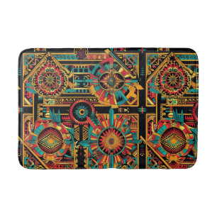 Tapis De Bain Lush Cyan "Aztec Dream" Mat de bain de confort
