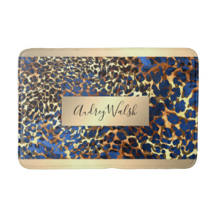 Tapis De Bain  Luxe Peau d'Animal de Style Léopard Or Pailleté B
