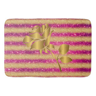 Tapis De Bain Luxueuse Parties scintillant Floral Rose Or Popula
