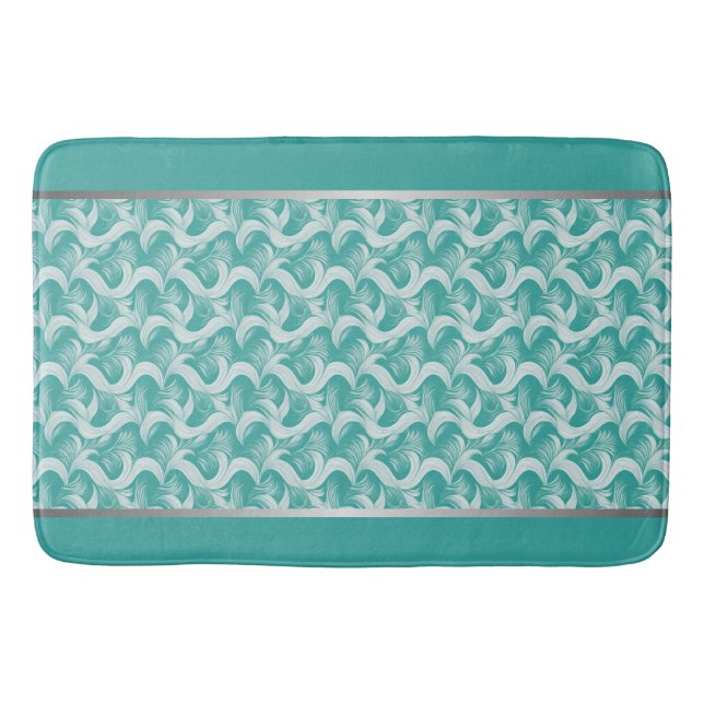 Tapis De Bain Luxueux complexe Abstrait Turquoise (Devant)
