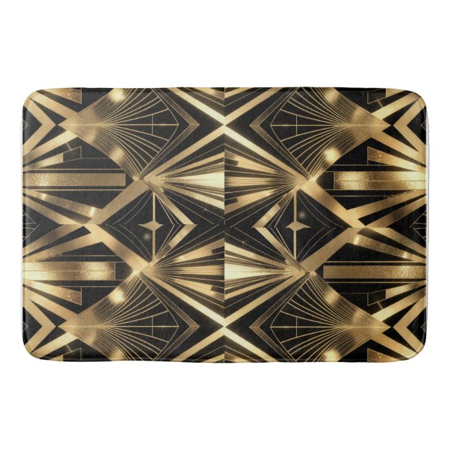 Tapis De Bain Luxurious Art Deco Geometric Gold and Black (Devant)