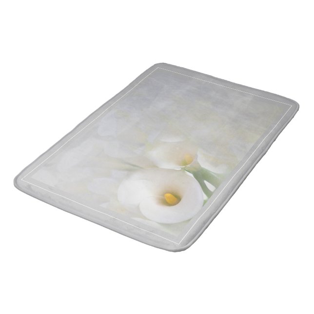 Tapis De Bain Lys Calla blanche avec feuillage (Angle)