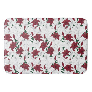 Tapis De Bain Lys de Noël rouges et blancs