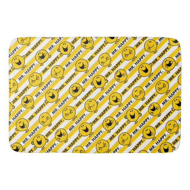 Tapis De Bain M. Happy | Motif de rayures jaunes (Devant)