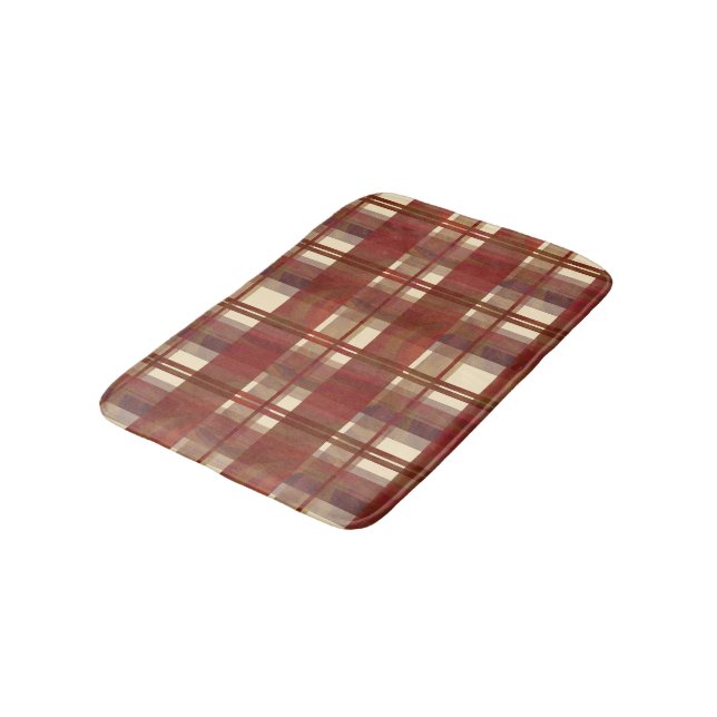 Tapis De Bain Madras Plaid Fall Red (Angle)