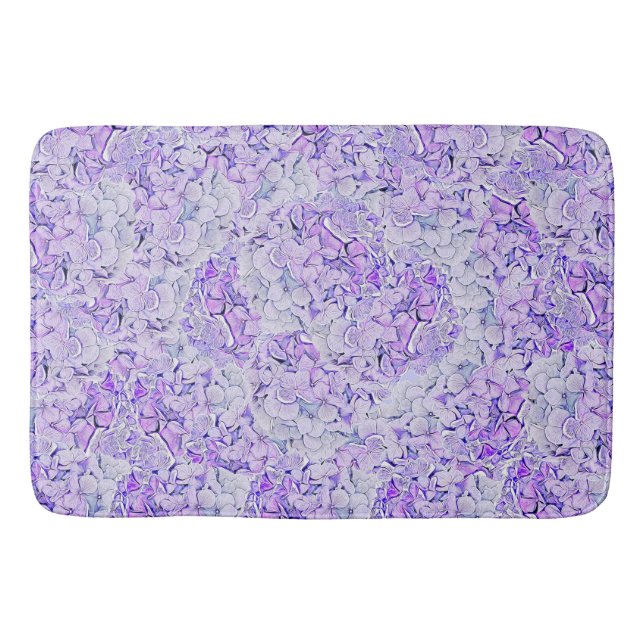 Tapis De Bain Magnifique hydrangée motif en lavande, floral (Devant)