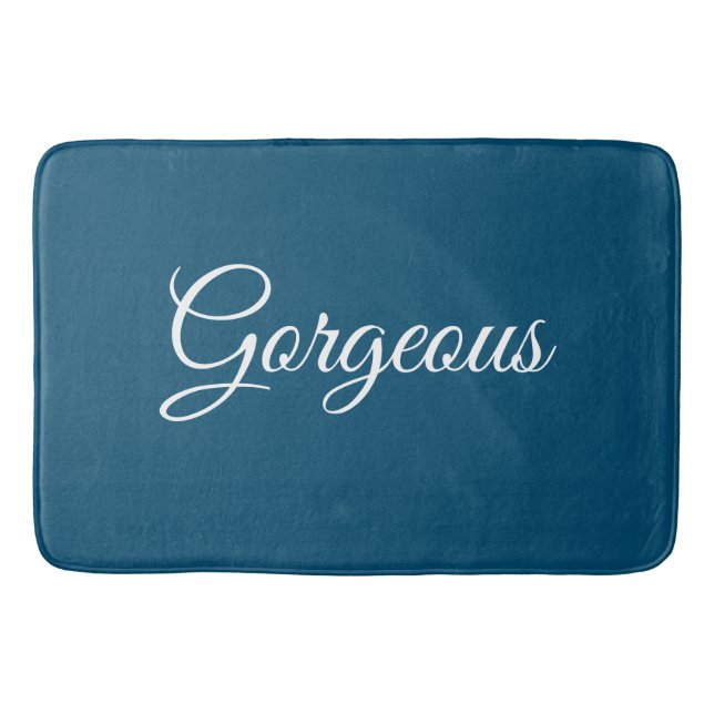 Tapis De Bain Magnifique ou votre message, Script blanc, bleu oc (Devant)