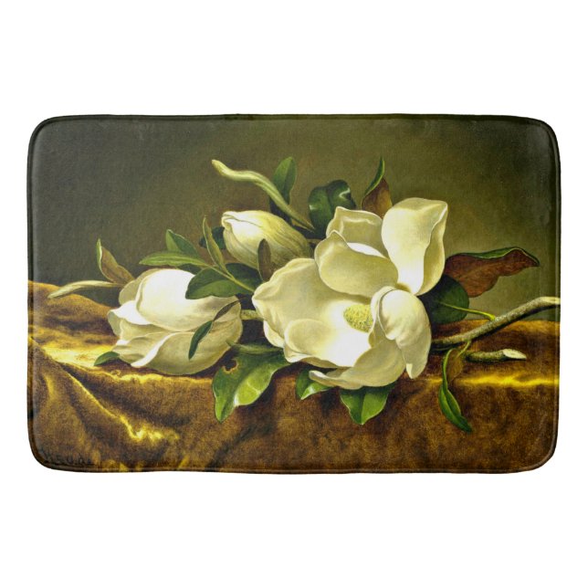 Tapis De Bain Magnolias sur le tissu en velours or (Devant)