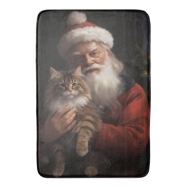 Tapis De Bain Maine Coon avec Noël Festif du Père Noël (devant Vertical)