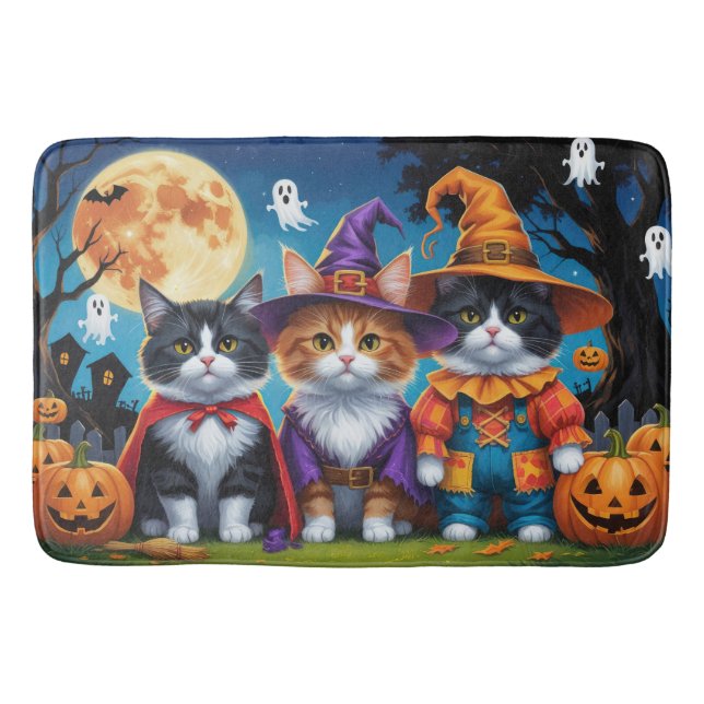 Tapis De Bain Maine Coon Chats Citrouille Halloween Funny (Devant)