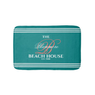Tapis De Bain Maison blanche initiale de corail de plage de