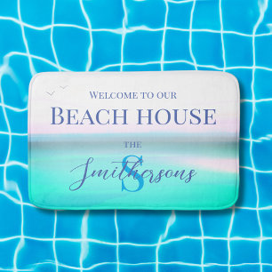 Tapis De Bain Maison de plage vacances océan bleu mer