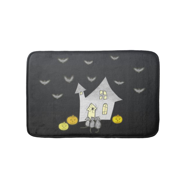 Tapis De Bain Maison d'Halloween, Chats noirs, Chats, Chauves-so (Devant)