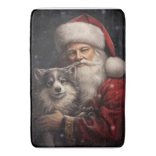 Tapis De Bain Malamute d'Alaska avec Noël du Père Noël