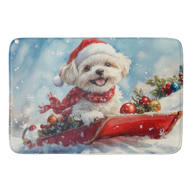 Tapis De Bain Malti Tzu Dog dans la corniche Laissez-le neiger N (Devant)