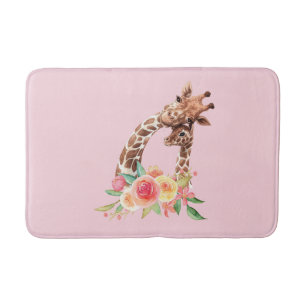 Tapis De Bain Maman & Baby Giraffe Cute Aquarelle