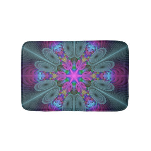 Tapis De Bain Mandala à partir du centre Art fractal coloré avec