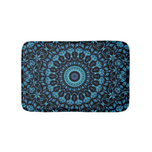 Tapis De Bain Mandala Botanique Noir Sombre