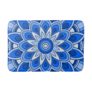 Tapis De Bain Mandala en bleu