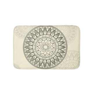 Tapis De Bain Mandala en doucement jaune