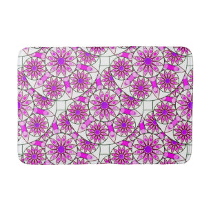 Tapis De Bain Mandala, motif, lavande, rose, rose chaud, blanc