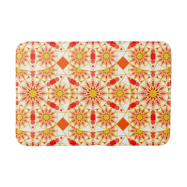 Tapis De Bain Mandala motif, rouge brique, rouille, or (Devant)