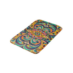 Tapis De Bain Mandala Symphonie des couleurs – Floral psychédéli