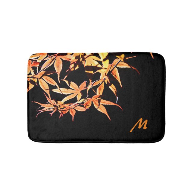 Tapis De Bain Maple Feuille d'automne Monogramme Mat (Devant)