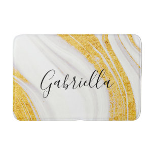 Tapis De Bain Marbre blanc Parties scintillant d'or