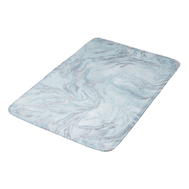 Tapis De Bain Marbre bleu argent (Angle)