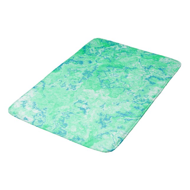Tapis De Bain Marbre bleu et vert abstrait (Angle)
