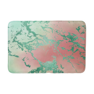 Tapis De Bain Marbre cool   Jolie Pastel Coral et Green Ombre