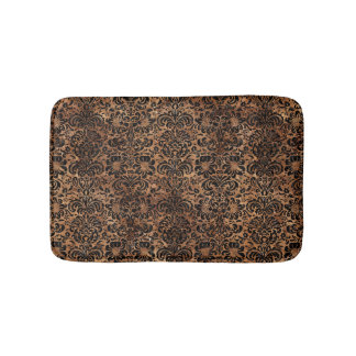 TAPIS DE BAIN MARBRE DAMASK2 NOIR ET BRUN (R) EN PIERRE