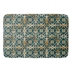 Tapis De Bain Marbre de Luxe Art Déco grec clé Vert de mer Or