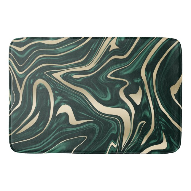 Tapis De Bain Marbre d'or noir vert émeraude #3 (Faux Foil) (Devant)