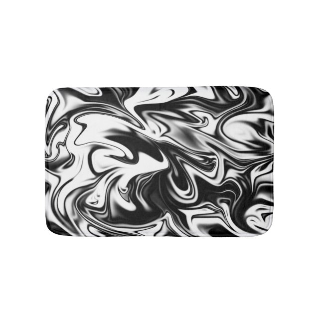 Tapis De Bain Marbre noir blanc, petite couche de bain en mousse (Devant)