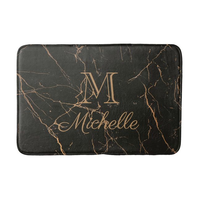 Tapis De Bain Marbre noir et d'or (Devant)