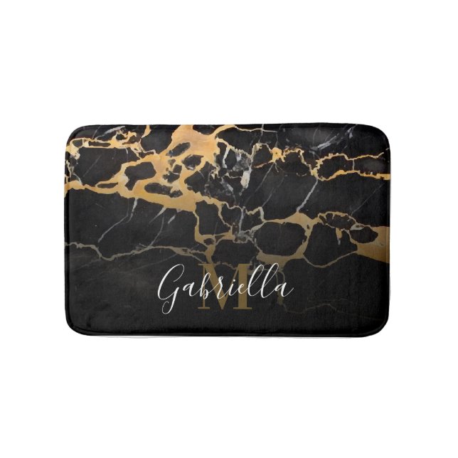 Tapis De Bain Marbre noir et doré (Devant)